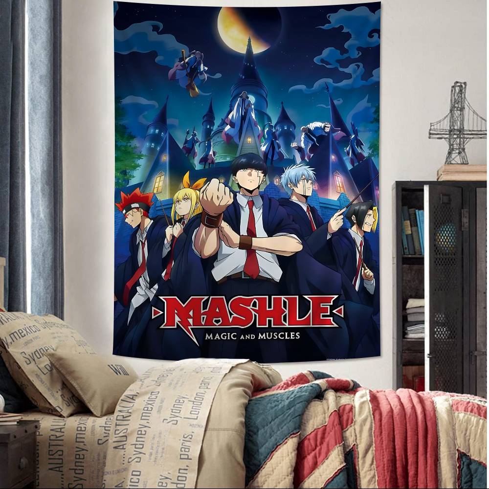 Japanese Anime MASHLE MAGIC AND MUSCLES Tapestry VintageStyle Character Group Decor BannerDorm Decor Wall Hanging Home Decor