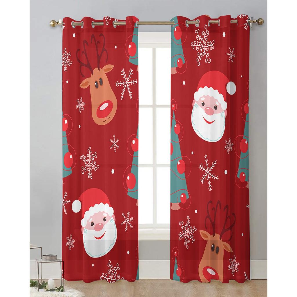 Jultomten Gåva Julgran Sovrum Voilegardin Fönsterbehandling Draperier Tyllgardiner för Vardagsrum Skira Gardiner