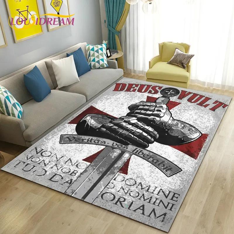 Knight Templar Cavalier Crusaders Game Area Rug Large,Carpet Rug for Living Room Bedroom Sofa Doormat Kitchen,Non-slip Floor Mat