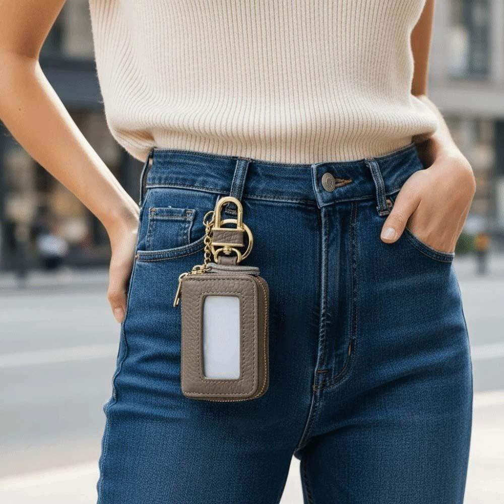 Exquisite Leather Car Key Pouch Portable Small Item Bag Shopping Hanging Coin Purse Lipsticks