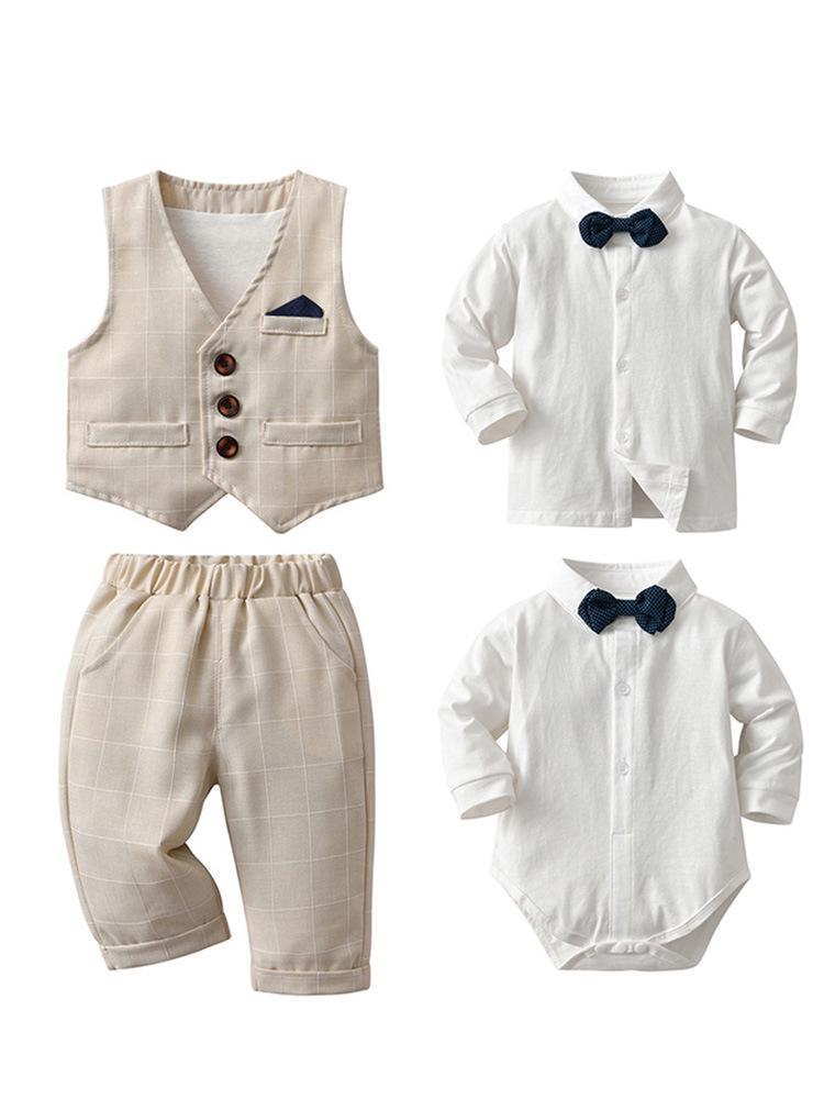 Kids' Spring/Autumn Vest & Suit Set - Baby Gentleman Formal Wear for Boys