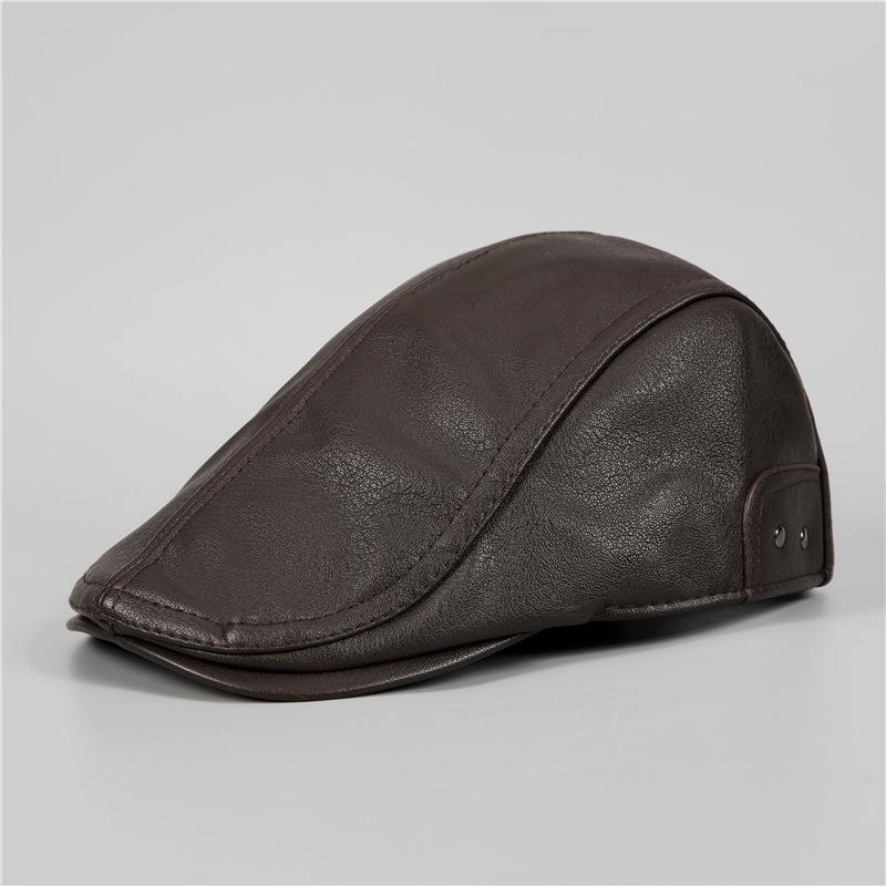 

Кожаная шляпа зимняя для среднего и пожилого возраста с защитой ушей, утолщенная теплая шляпа, кепка с козырьком, уличная кепка, мужская зимняя Adjustable
