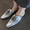 Fashion Women Slippers Flats Elegant Mules Shoes Bling Women's Sandals Summer 2025 New Slingback Slides Casual Luxury Flip Flops Mujer