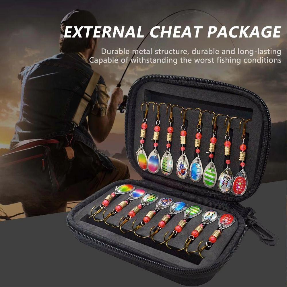 Rotating Glitter Metal Spinner Bait Artificial EVA Fishing Bag  Outdoor Sports