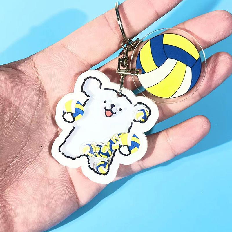 Acrylic Creative Cartoon Shake Ball Line Puppy Keychain Bag Pendants Couples Cute Keychain Bag Pendants Holiday Gifts