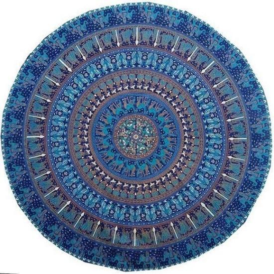 Indian Mandala Circle Round Roundie Beach Picnic Throw Table Cloth Boho Hippie Blanket Bohemian Yoga Mat Throw Handmade Tablecloth Throw