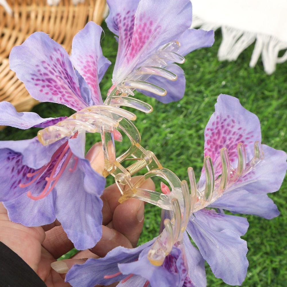 Comfortable To Wear Canna Flower Hair Claw Non-slip Styling Hair Crab  Beach