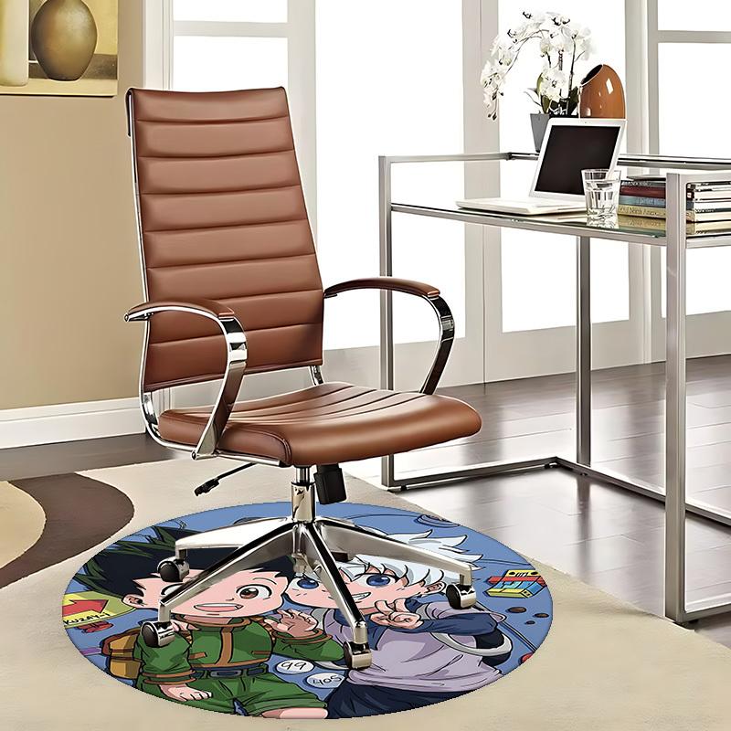 1pc Anime Cartoon Design Round Carpet Office Chair Mat, NonSlip Rug for Home Decor, Living Room, Bedroom, Game Room