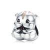 WOSTU Cute Animal Charm 925 Sterling Silver Hamster Beads Fit Original Bracelet Bangle Pendant For Women Jewelry Making CQC1133