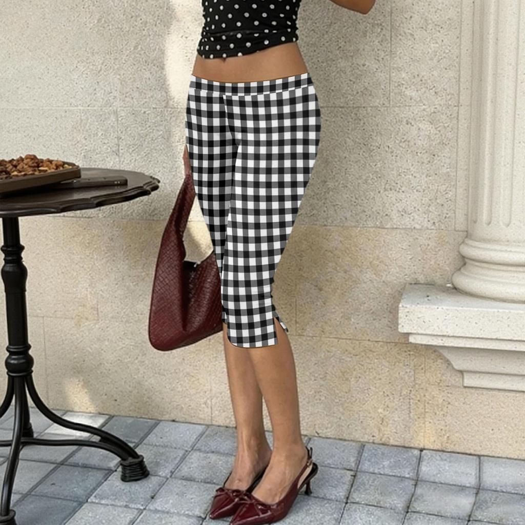 Damen Milchseide Freizeit-Hose Stretchy Capri-Länge Elastischer Bund Leichtes atmungsaktives Gewebe Bequeme Passform