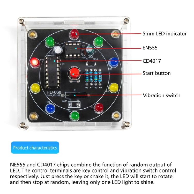 Educational LED Spin Wheel Kit  Exciting DIY Project Suitable for Electronics Enthusiasts, Interactive Fun and Learning