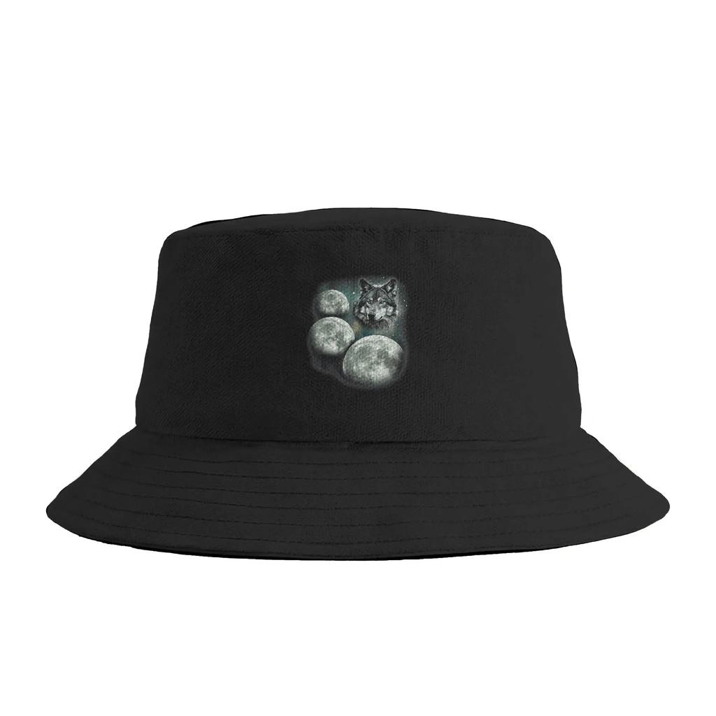 Epic Three Wolves Howling At The Moon 80s Poster Style Wolf Bucket Hat Street Style Fisherman Caps Fashion Vacation Sun Hats