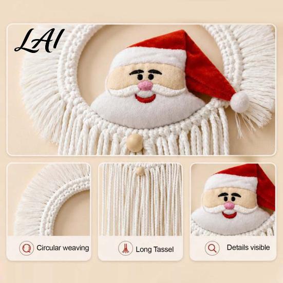 Hand Woven Wall Hanging Hand‑Woven Santa Claus Tapestry Hanging Christmas Decor with Atmospheric Ornament Tassels Boho for Kid Room Home