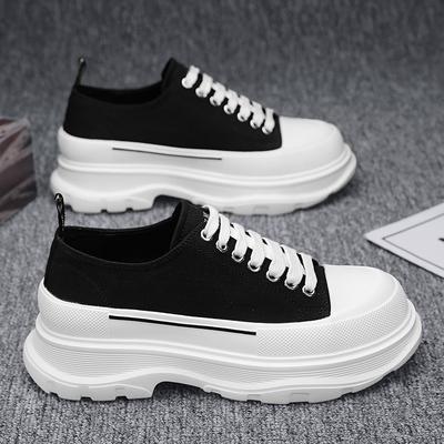 Canvas Shoes Boys Muffin Bottom Short Height Increase Board Shoes Trend Breathable Casual White Shoes