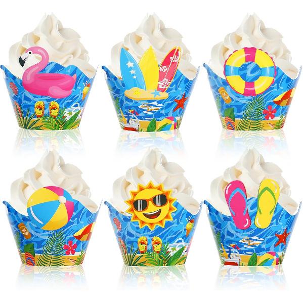 Whaline 36Pcs Sea Animals Cupcake Wrappers Colorful Ocean Animals Cupcake Liners Under the Sea Cupcake Holders for Summer Ocean Birthday Party