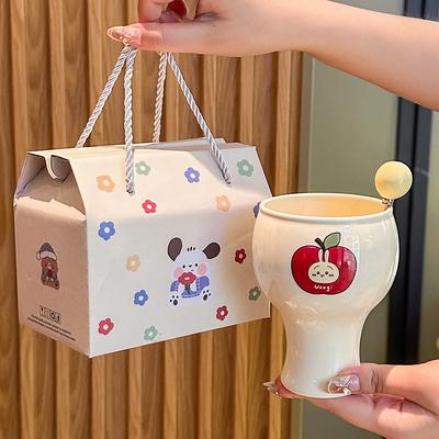 Give Girlfriends Birthday Gifts Cute Cartoon Apple Ceramic Water Cup Couple Mug Children's Souvenir Gift Box