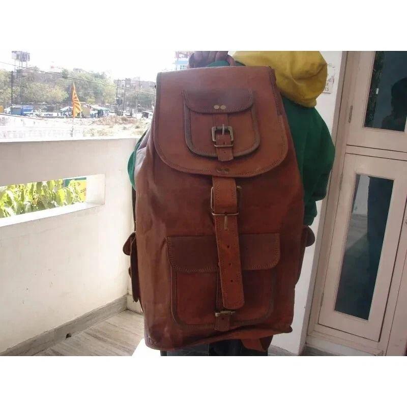 

Мужской винтажный рюкзак из натуральной кожи для ноутбука, рюкзак-мессенджер, сумка-портфель 20 x 10 x 10 in