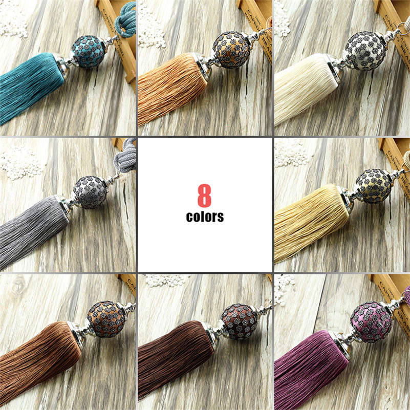 1 Pair Curtain Tassel Fringe Tiebacks Holdbacks Hanging Belt Ball Ropes Curtain Accessories