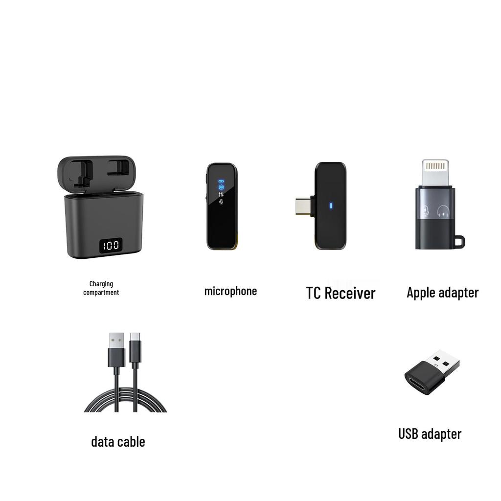 M3 Wireless Collar Clip Microphone with Charging Case, Dual Storage, Noise Reduction, for Mobile Live Broadcasts.