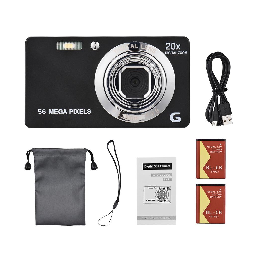 2.7 inch TFT Portable Digital Camera 56MP 4K Ultra HD 20X Zoom Auto Focus Self Timer Face Detection Anti shaking with