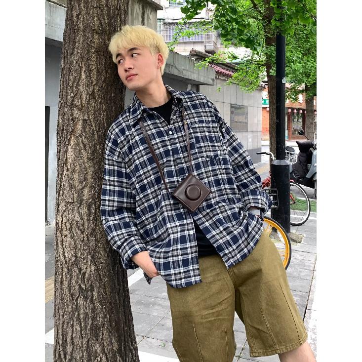 Kariertes Langarmhemd Herren Frühling Neu Japanischer Stil Retro Hochwertige Modemarke Locker Lässiges Hemd Mantel