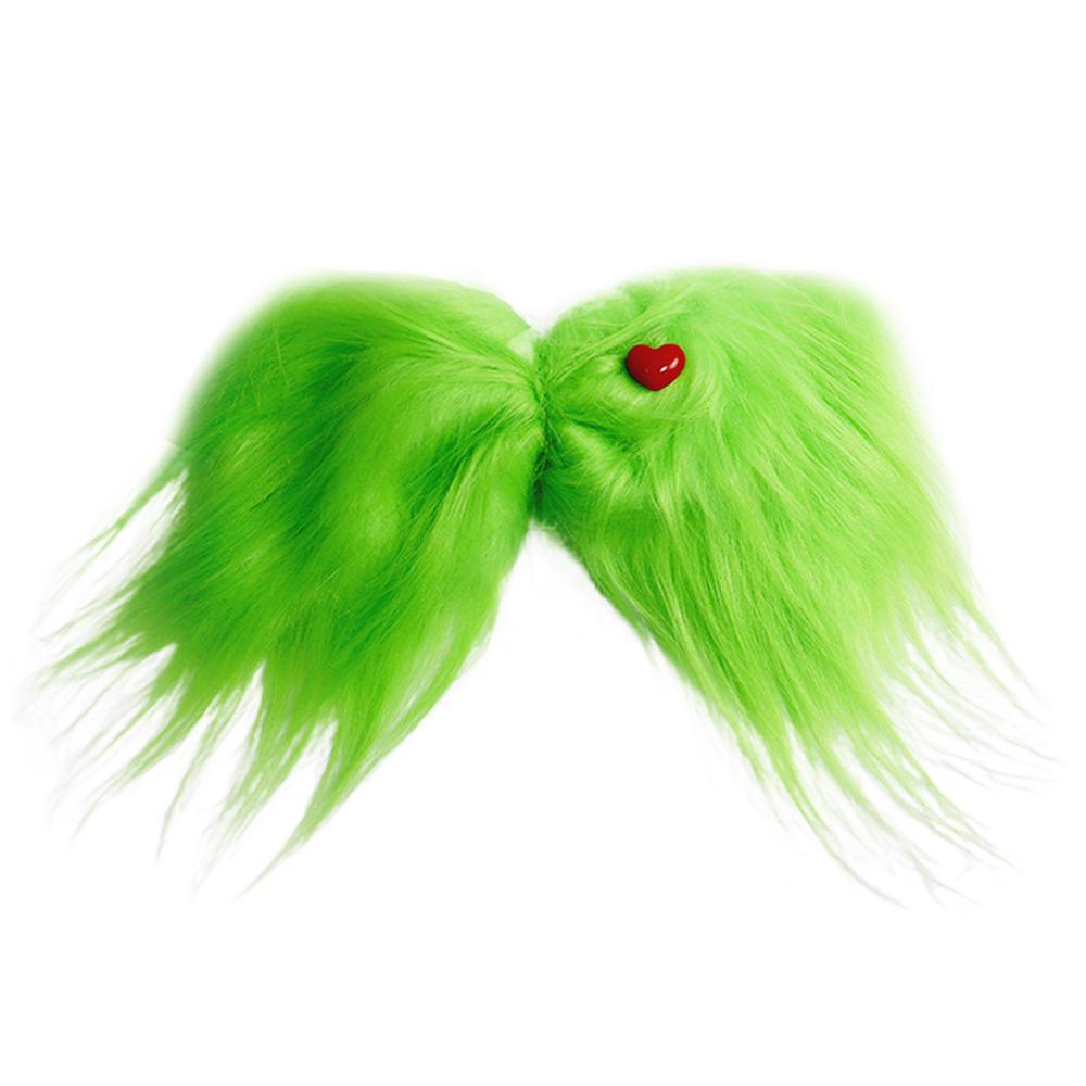 Green Hair Bows Red Heart Green Furry Bow Clip Christmas Decorations Party Dress Up Costume Accessories For Birthday Holiday