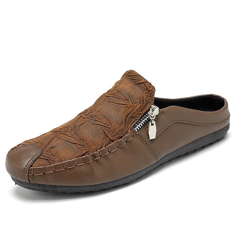 

Модные горячие продажи летние мужские полутапочки модные простые стильные мокасины без застежек новые трендовые мужские полутапочки классические легкие уличные туфли на плоской подошве 43 коричневый