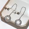 Korean Fashion Women's Ring Pendant Earrings Long Tassel Circle Elegant Zircon Earrings  Silver Ladies  Earrings