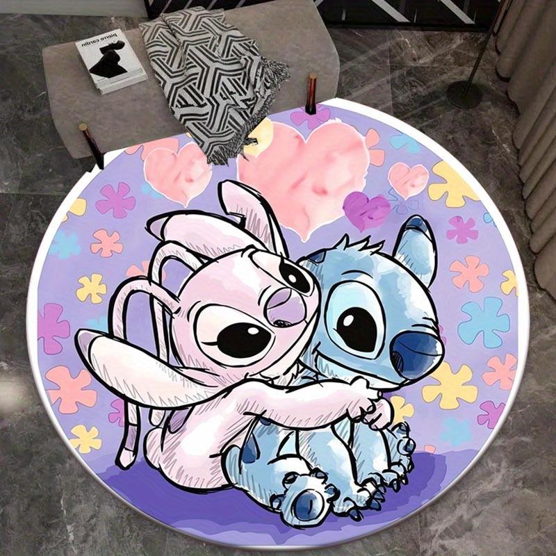 1pz Tappeto Rotondo Love Stitch - Antiscivolo, Lavabile in Lavatrice in Poliestere per Arredamento Soggiorno & Camera da Letto