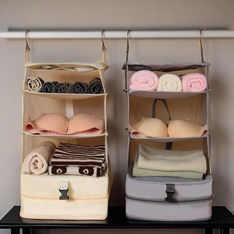 1Pcs 4 Tier Shelf Hanging Closet Organizer, Space Saver, Closet Hanging Shelf with 2 Sturdy Hooks for Storage, Foldable