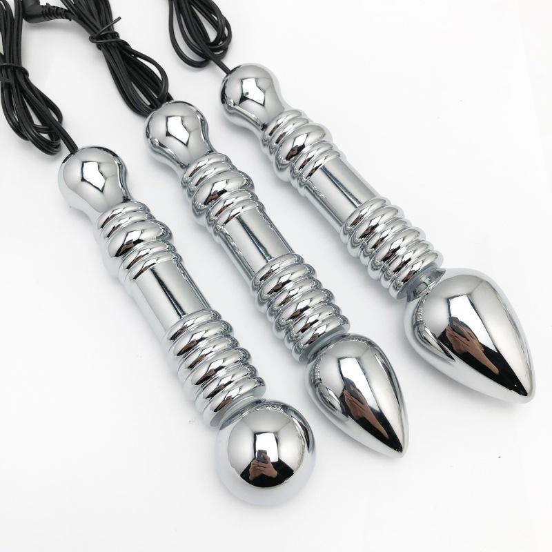 Metal Back Court Electric Shock Anal and Vaginal Plug Back Court Bolt Pulse Physiotherapy Adult Sexual Health Sex Toys