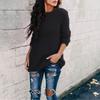 Dames Velvet Kleur Ronde Hals Lange Mouw Trui Blouse