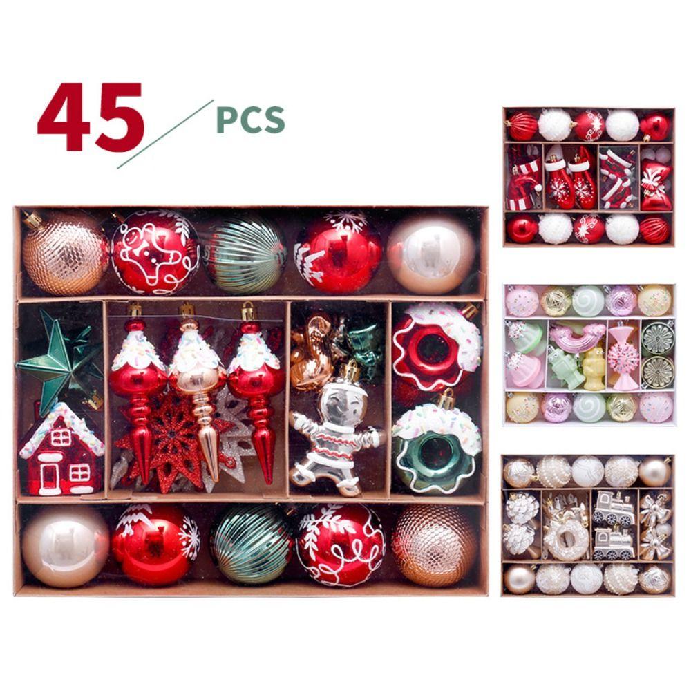 45PCS Gingerbread People Christmas Gingerbread Man European Style Plastics Christmas Tree Ornament DIY Painted Ball Multicolor