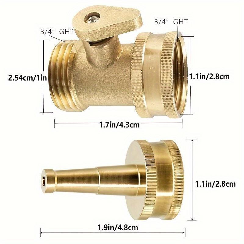 2pcs/set Brass Garden Hose Nozzle - Durable Metal Lawn & Car Sprinkler With Standard Us Thread Connector