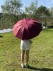 12-Rib Extra Large Windproof Sun & Rain Umbrella, Black Vinyl Sunshade, Manual Folding for Men & Women