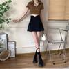 Summer 2024 Women's Black High-Waist Pleated Midi Skirt - Slimming Casual A-Line Bodycon