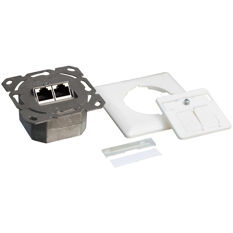 RJ45 LogiLink Cat.6 UP network socket, shielded PoE++, horizontal, flush-mounted