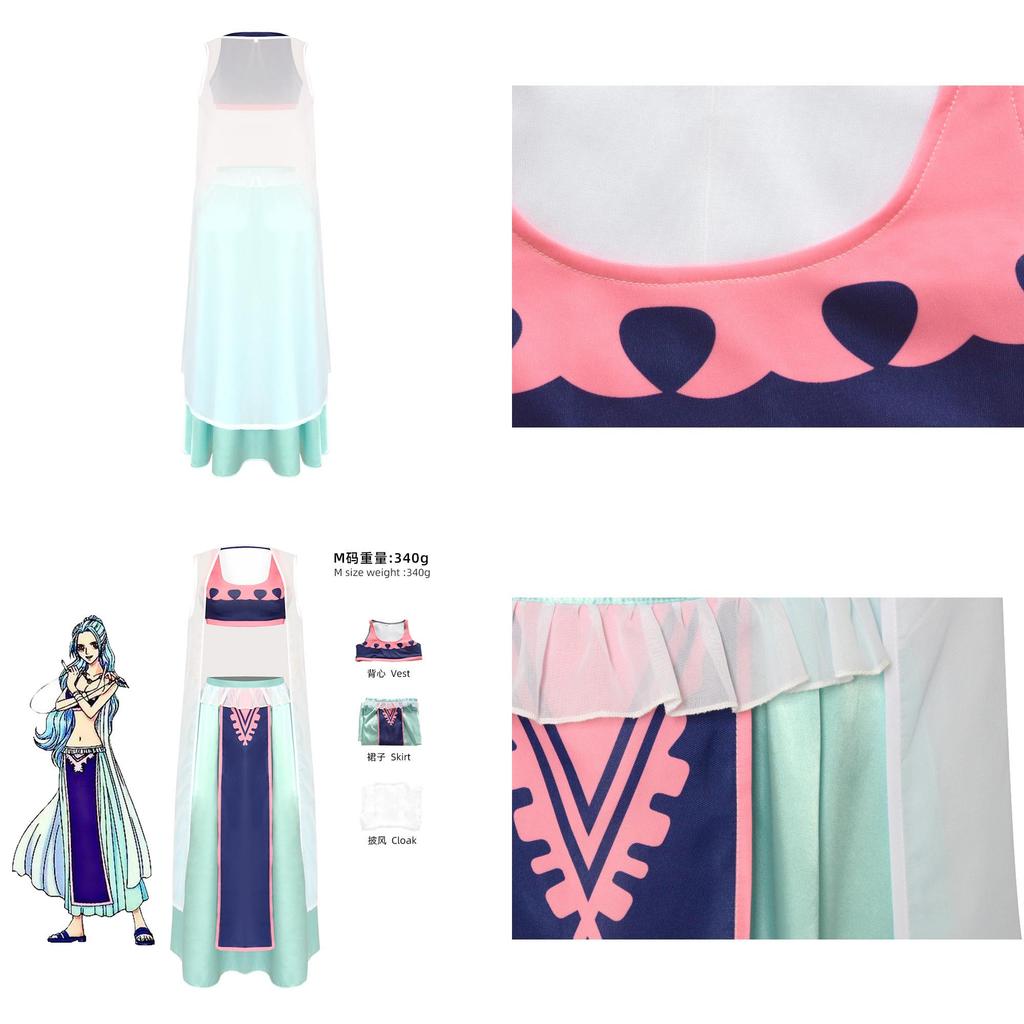One Piece Vivi Cosplay Costume Full Set Street Style Anime Dress, Xs-xxxl