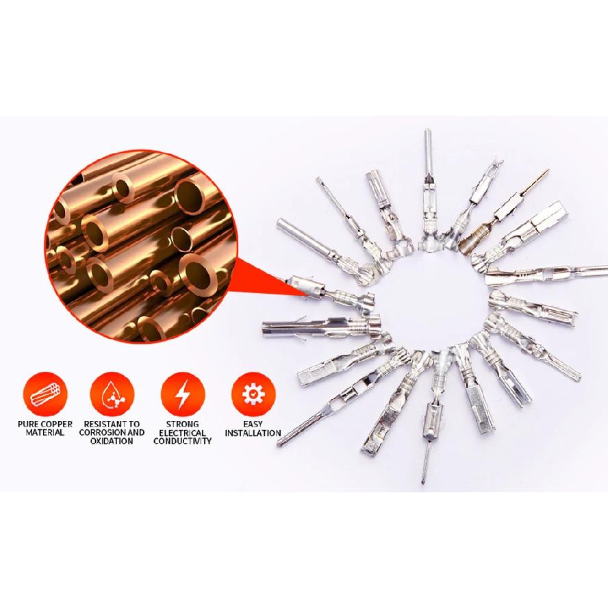 1642Pcs Connector Pins Kit,1/1.5/1.8/2.2/2.3/2.8/3.5mm Male&Female Wire Pins,Non Insulated Wire Terminal Pin Kit,Pin Crimp Plier
