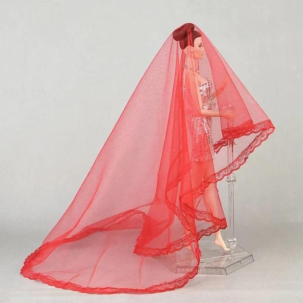 Doll Wedding Veil Headwear Round Long Lace Veil Fashion Doll Veil Headdress For Girl Gift