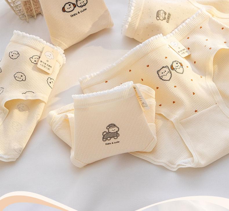 7A grade antibacterial pure cotton women's underwear cartoon cute skin friendly breathable mid waist girl triangle shorts