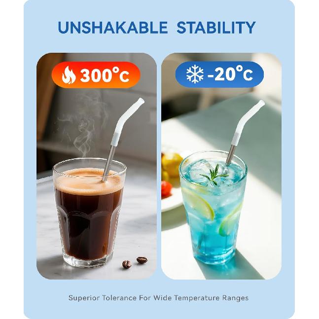 Heavy - Duty Titanium Straws 8.5" Reble for 20 Oz Tumblers | Metal Drinking Straws for All Kinds of Hot & Cold Drinks, Eco Conscious, BPA Free with