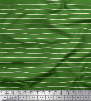 Green Japan Crepe Satin Fabric Artistic Waves Abstract Fabric Prints By Metre 42 Inch