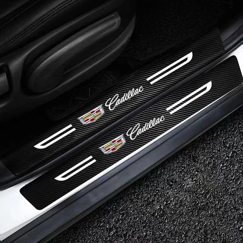 Carbon Fiber Car Threshold Tape Scratch Protection Sticker For Cadillac Escalade CTS DTS STS XTS ATS BLS SLS Deville CT6 XT5 XT6