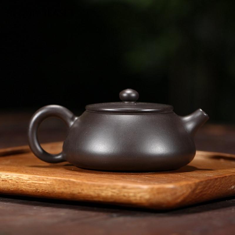 120ml Boutique Yixing Purple Clay Teapot Raw Ore Black Mud Stone Scoop Tea Pot Home Ball Hole Filter Kettle Zisha Tea Set