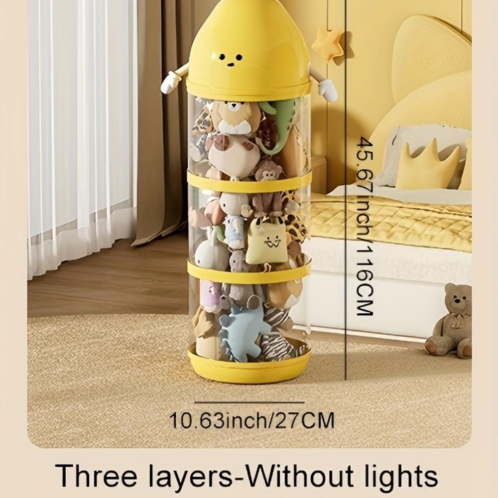 Plush Toy Storage Organizer,Stackable Transparent Cylindrical Containers with Lids, Large Capacity for Dolls,Muppets,Playroom Organizer,Playful Design
