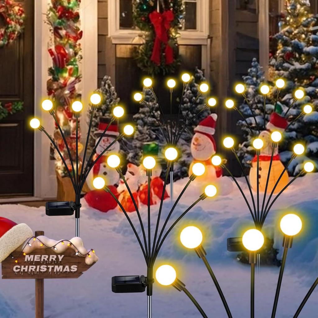 Solar Firefly Lights 6/8/10LED Outdoor Garden Pathways Lawn Garden Lighting Decoration for Halloween Christmas New Year Decor