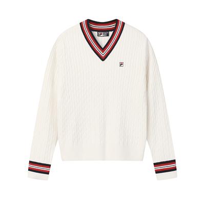 Heritage Fashion Simple Classic Retro Casual Style Comfortable Versatile Knit Sweater Women Sweater Cloud-Mushroom-White F11W618412FWT