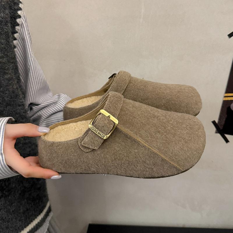 

Design thick-soled bag head cool slippers, wear versatile one-pedal Muller half-drag 2025 summer new women s single shoes 40 хаки