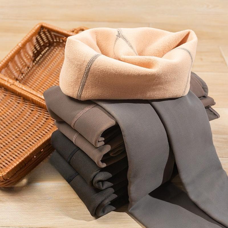 Women's Gray Fake Sheer Flesh Thickened See-Through Bare Leg Effect One-Piece Pantyhose Leggings for Autumn Winter
